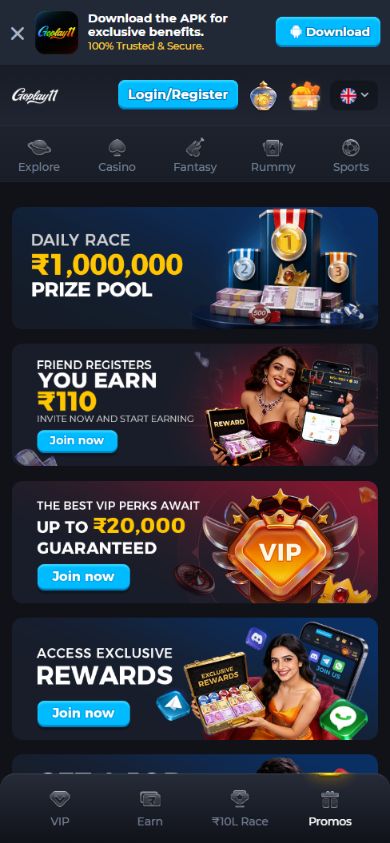 GoPlay11 promotions for race, referrals, VIP and rewards